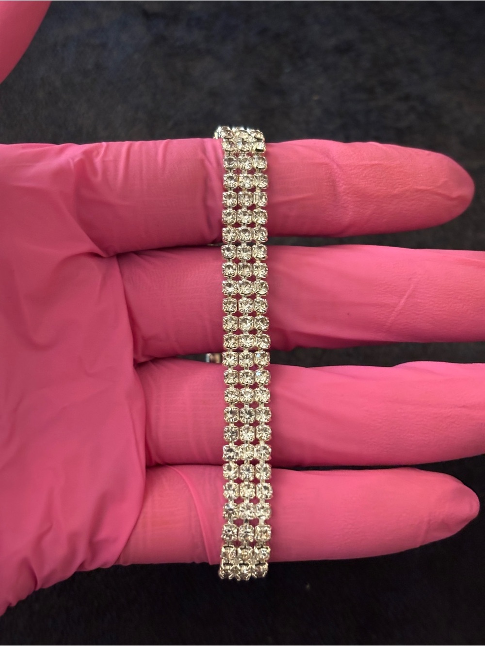 7.8mm Silver Triple Tennis CZ Bracelet 8in. - Picture 7 of 16